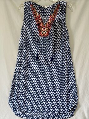 Beachlunchlounge Boho Embroidered Sleeveless Summer Sundress, Size Sm